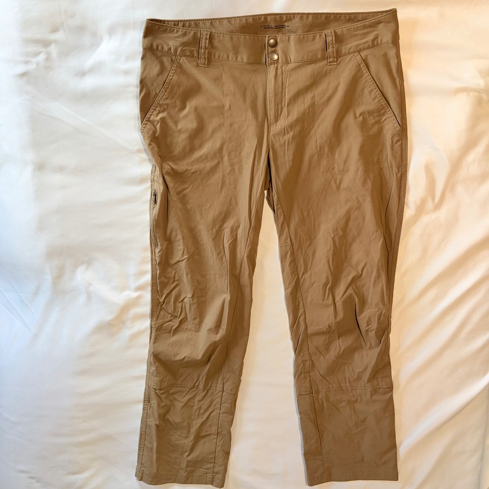 Columbia 14S Omni-Shield Women Tan Khaki Hiking Travel Pants Outdoor Trousers
